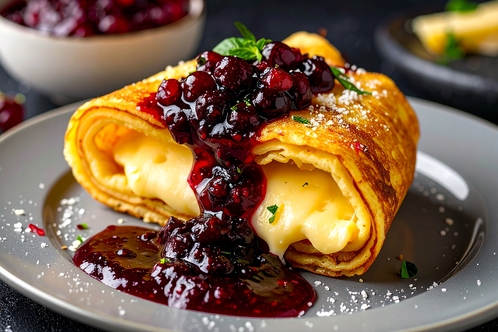 Recept: Hegyi sajtos palacsinta bogyós lekvárral